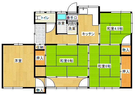 田井小学校区　構造：木造土地面積:183.7平米 ( 55.56坪 )　建物面積:61.02平米 ( 18.45坪 )　