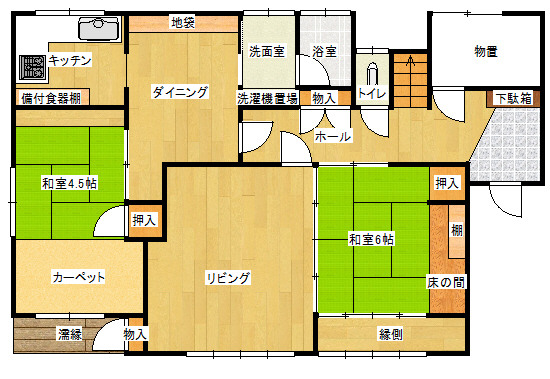 田井小学校区　構造：木造土地面積:371.56平米 ( 112.39坪 )　建物面積:148.9平米 ( 45.04坪 )　