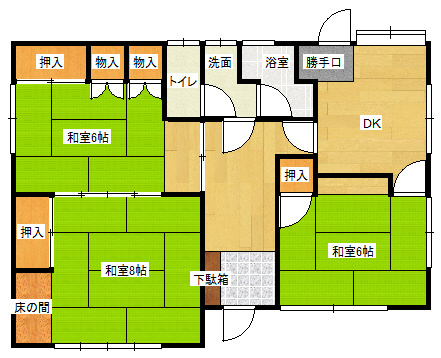 田井小学校区　構造：木造土地面積:347.1平米 ( 104.99坪 )　