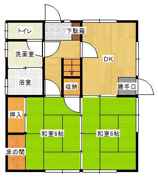 玉小学校区　構造：木造土地面積:113.85平米 ( 34.43坪 )　建物面積:84.66平米 ( 25.6坪 )　