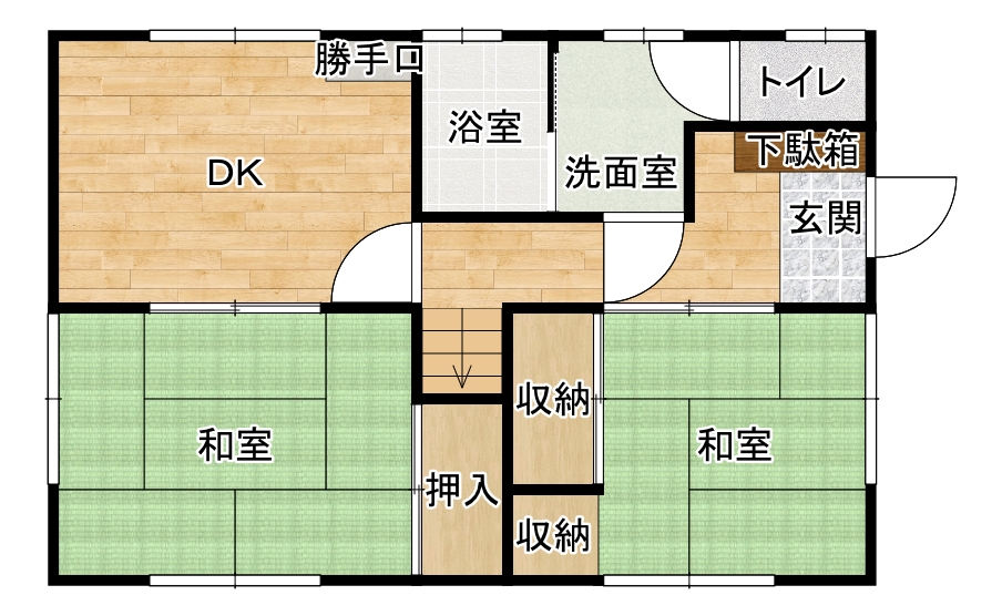田井小学校区　構造：軽量鉄骨造土地面積:163平米 ( 49.3坪 )　建物面積:69.44平米 ( 21坪 )　